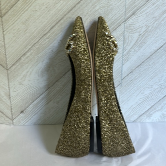Larroudé Lee Crystal-embellished Gold Flats Size 37 - Picture 6 of 11